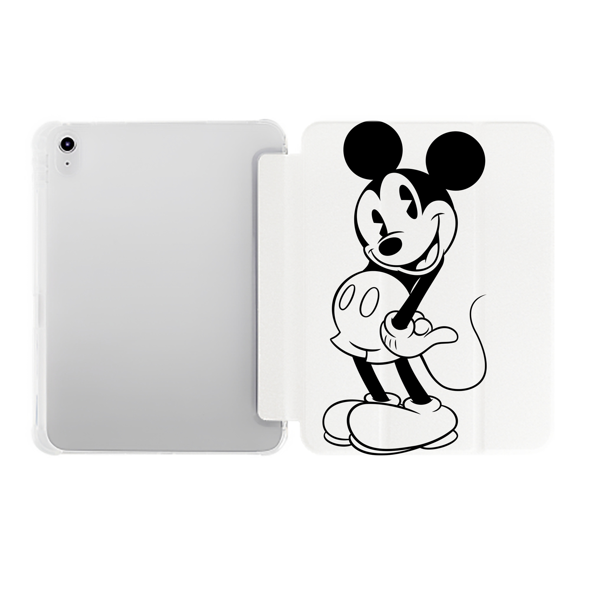 （画像用） ミッキーマウス Mickey Mouse IPad ケース ペン収納付き 三つ折りスタンド PUレザー×シリコン 対応機種9.5/10.5/10.9インチ